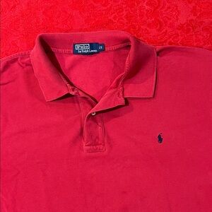Ralph Lauren Polo Shirt Men 2XL Red Classic Fit Pony Cotton